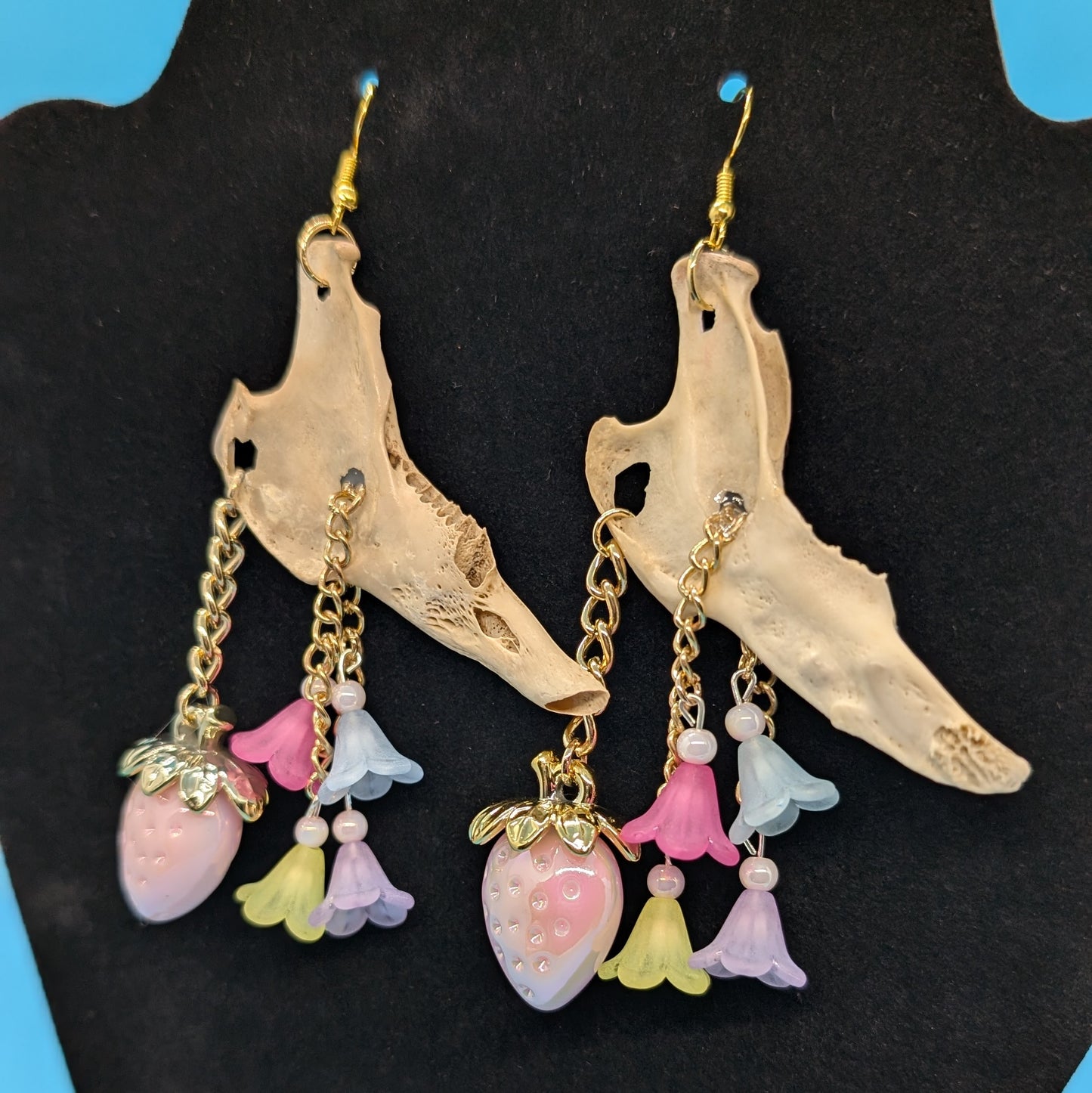 Strawberry Rabbit Jaw Earrings