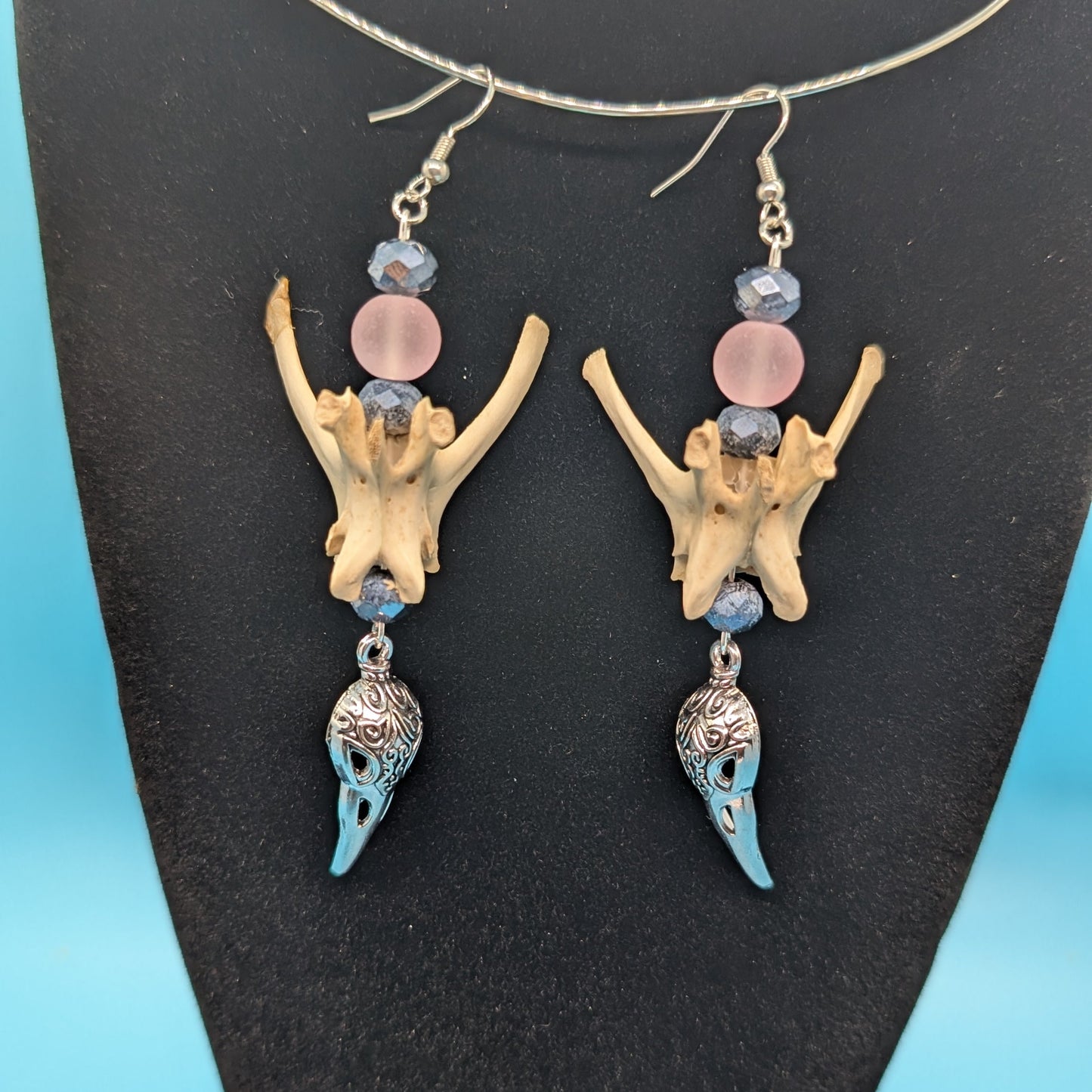 Bird Skull Rabbit Bone Earrings