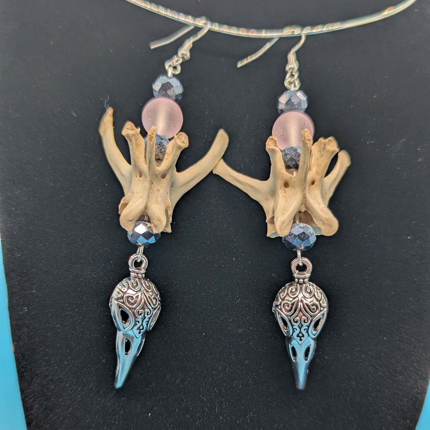 Bird Skull Rabbit Bone Earrings