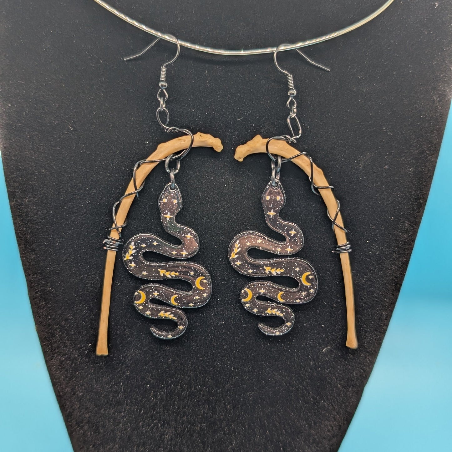 Snake Cat Bone Earrings