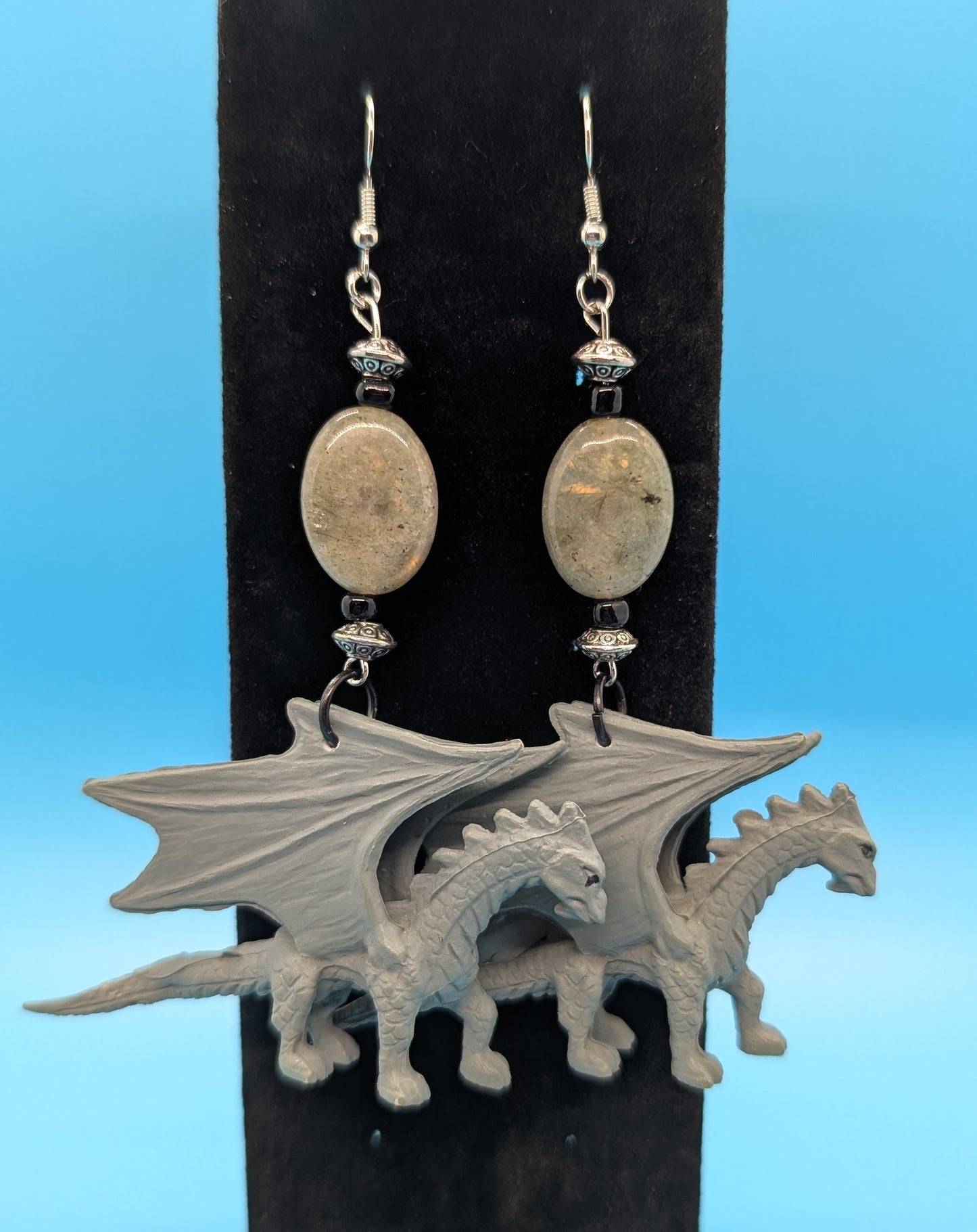 Labradorite Grey Dragon Earrings