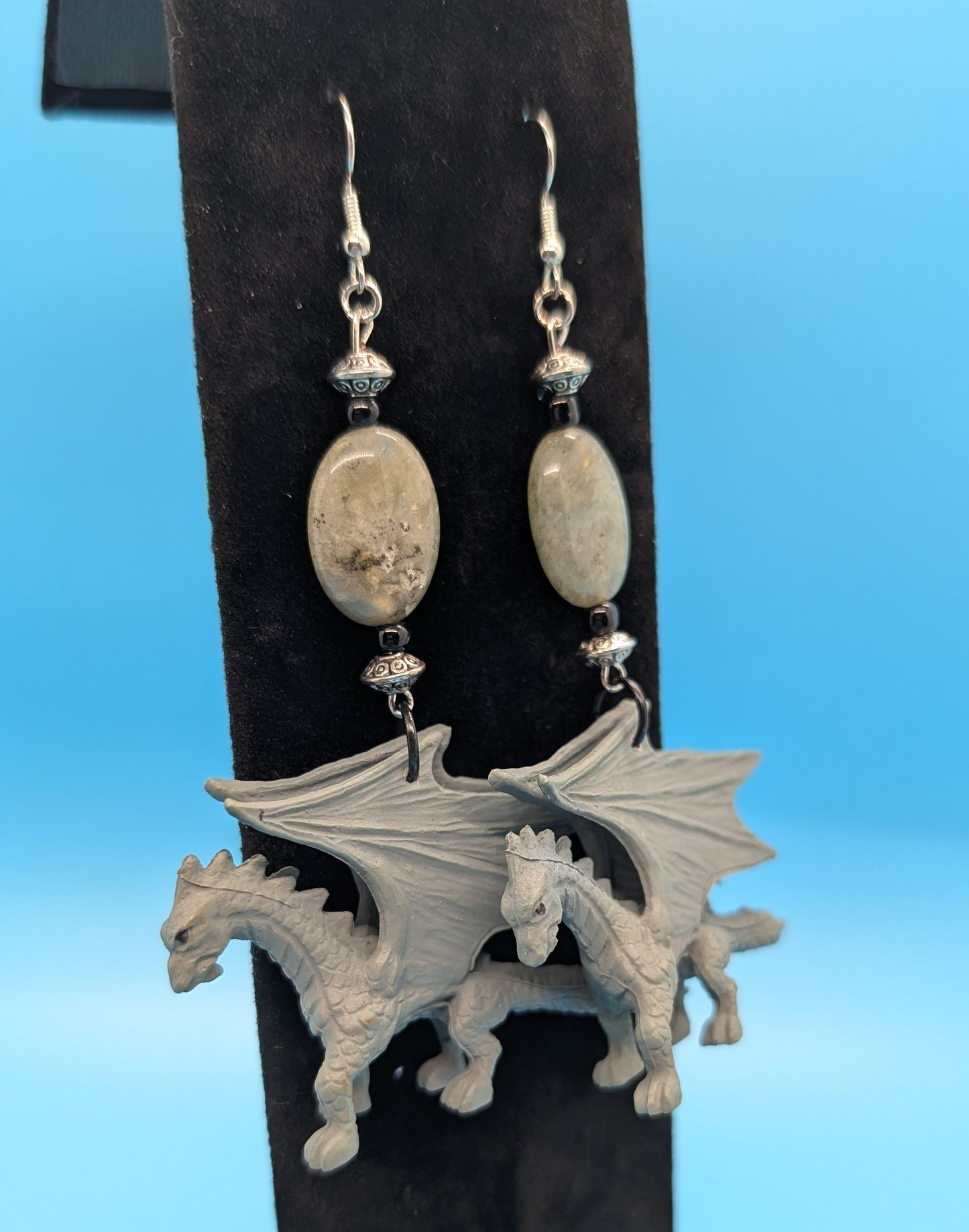 Labradorite Grey Dragon Earrings