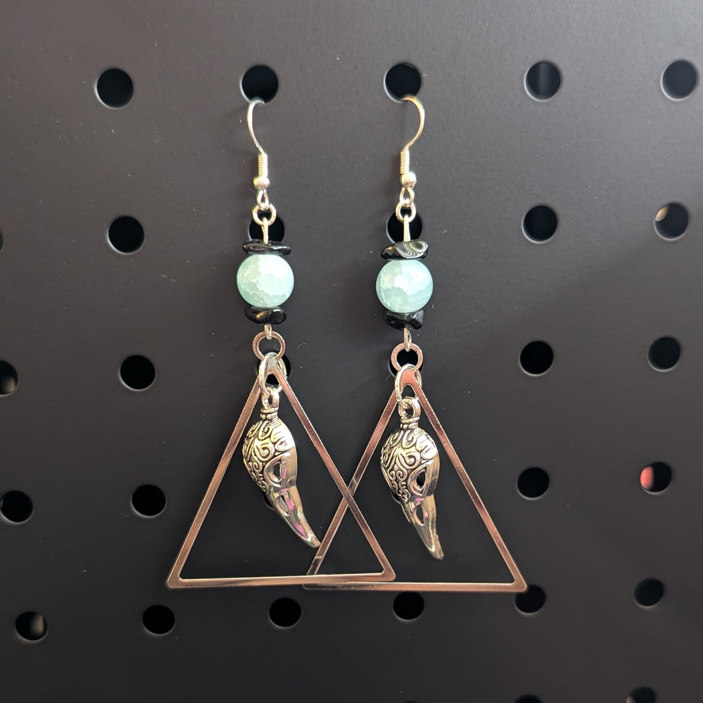 Triangle Bird Skull Earrings