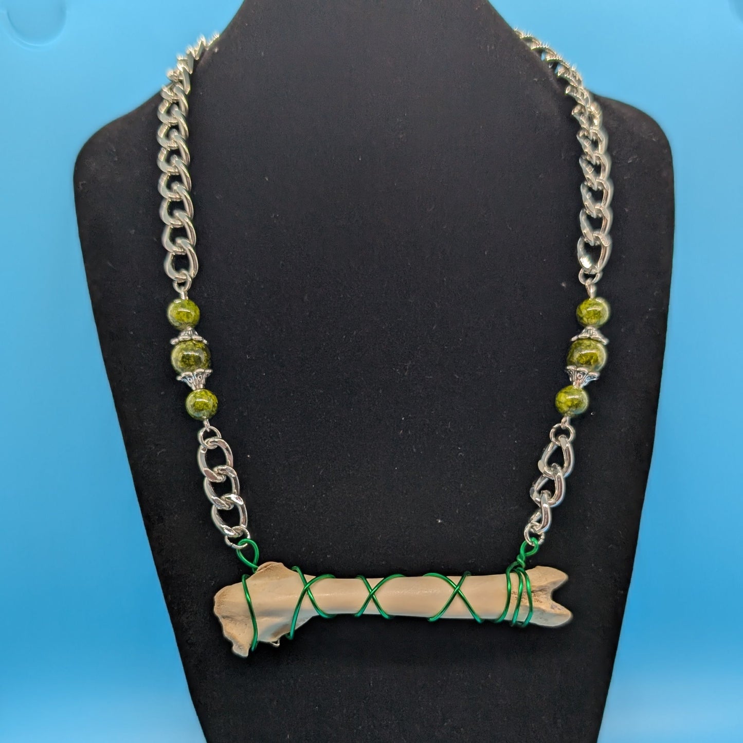 Moss Green Rabbit Bone Necklace