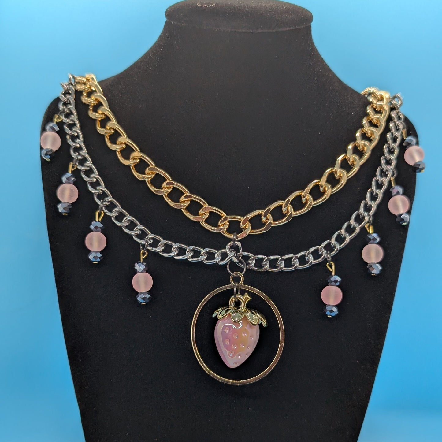 Grey & Gold Strawberry Choker