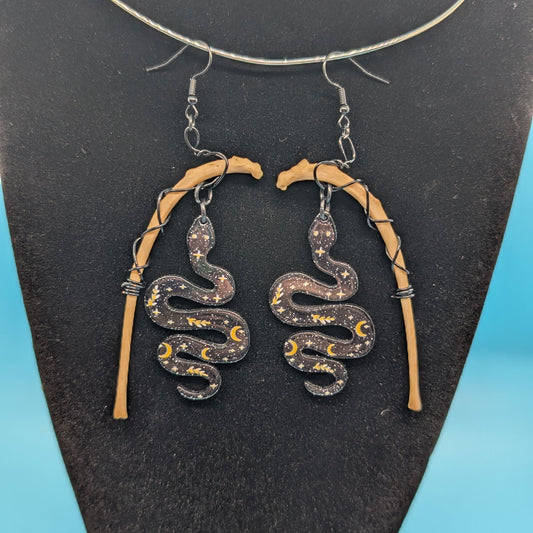 Snake Cat Bone Earrings