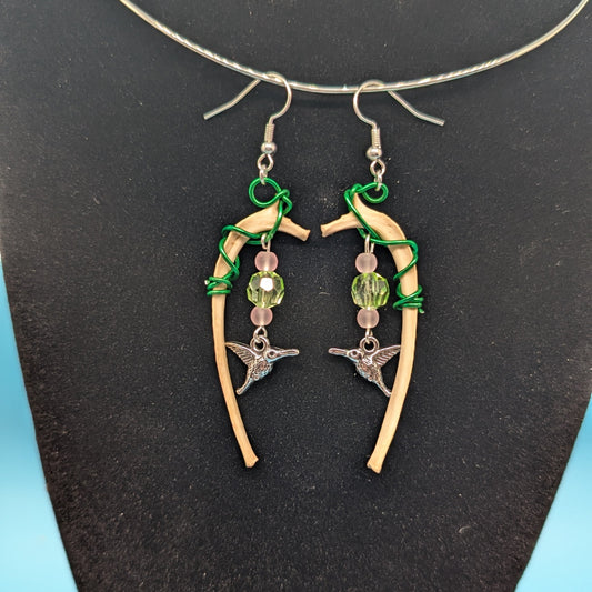 Hummingbird Rabbit Bone Earrings