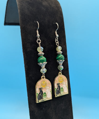 Green Cat Lover Earrings